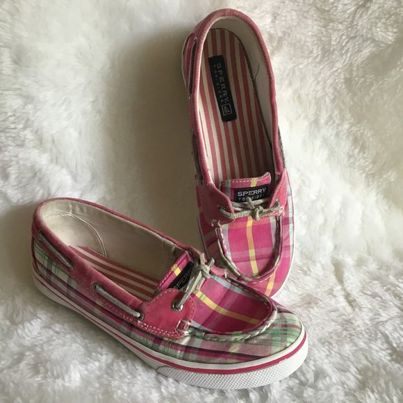 Sperry Pink Plaid Bahama Skimmer Boat Shoes - Picture 2 of 9